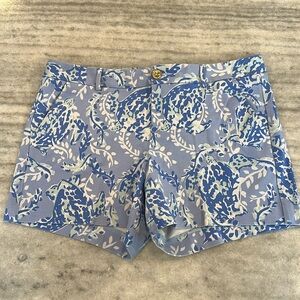 Lilly Pulitzer Blue Peri Turtley Awesome Print 5” Callahan Knit Shorts, Size 10